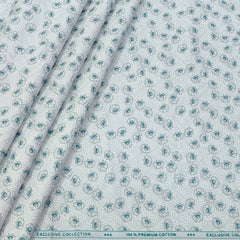 Shirt Fabric ManTire Giza Cotton Printed Colour Firozi