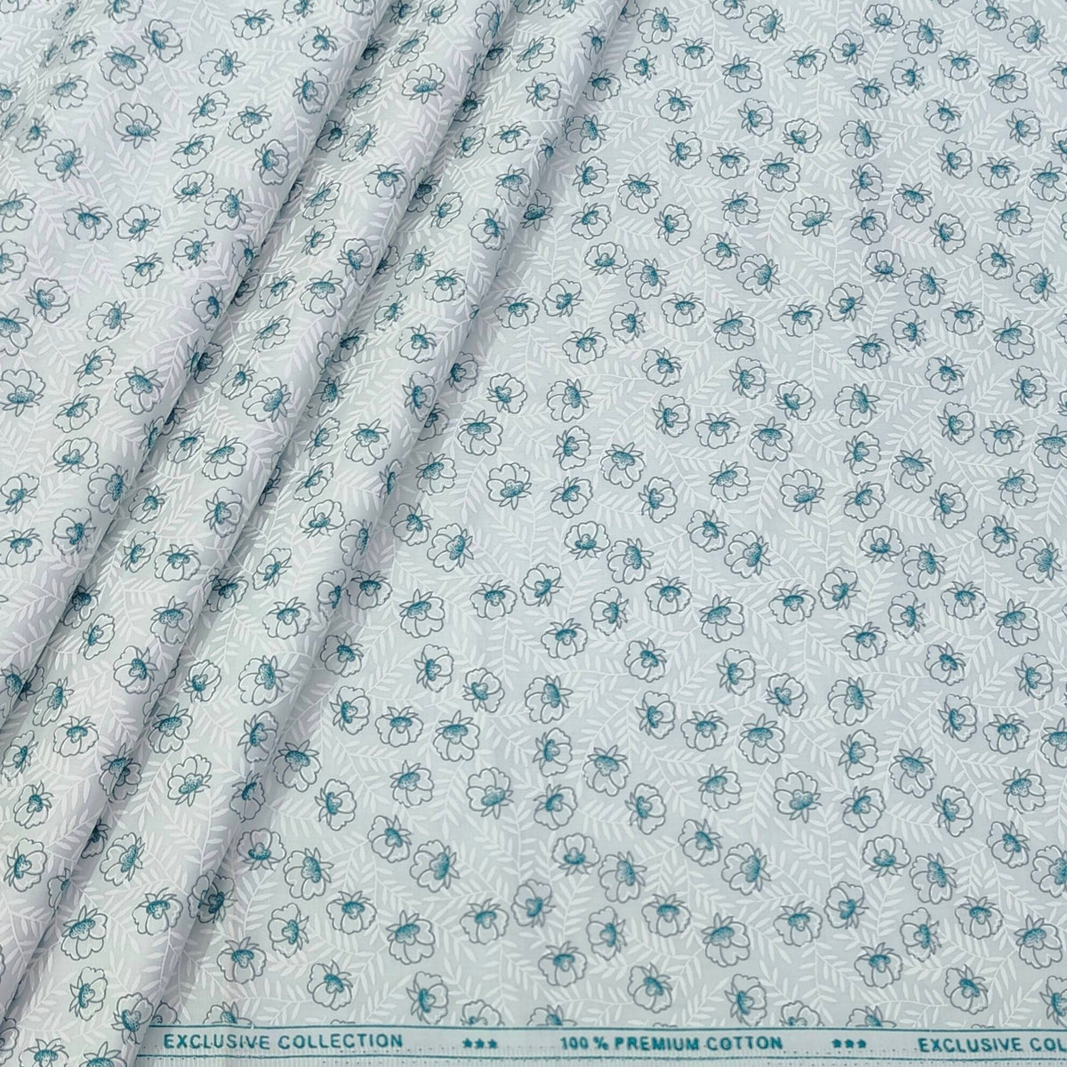 Shirt Fabric ManTire Giza Cotton Printed Colour Firozi