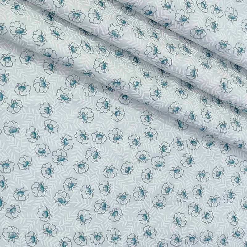 Shirt Fabric ManTire Giza Cotton Printed Colour Firozi