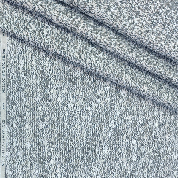 Shirt Fabric ManTire Giza Cotton Printed Colour Light Blue