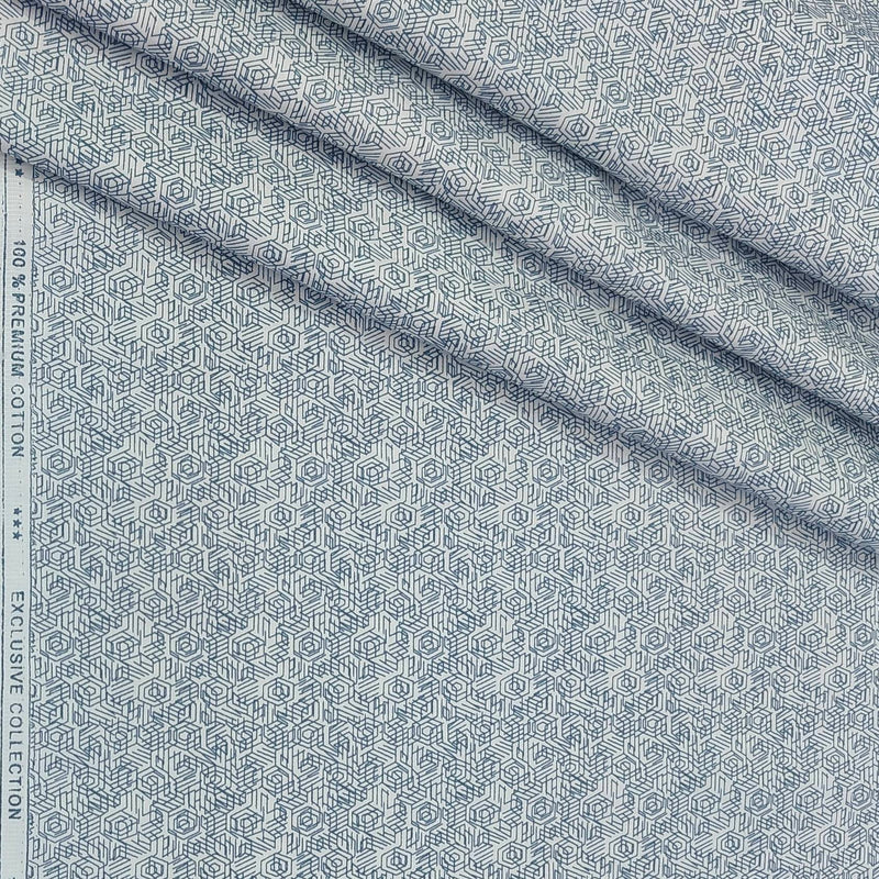 Shirt Fabric ManTire Giza Cotton Printed Colour Light Blue