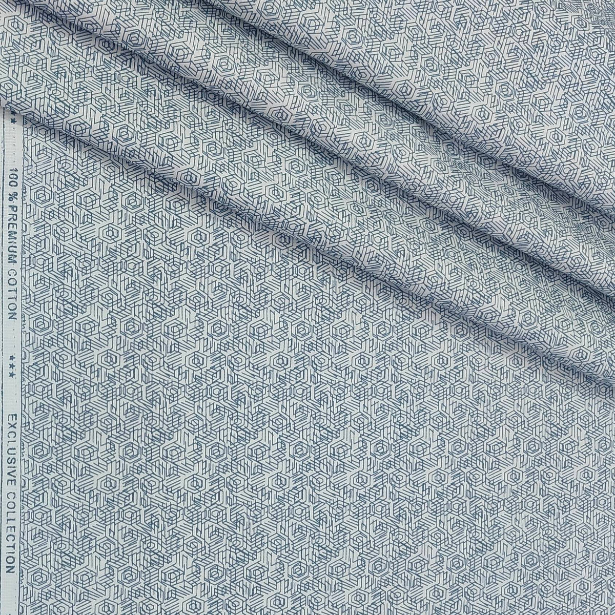 Shirt Fabric ManTire Giza Cotton Printed Colour Light Blue