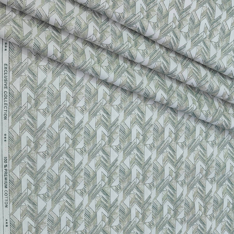 Shirt Fabric ManTire Giza Cotton Printed Colour Light Green