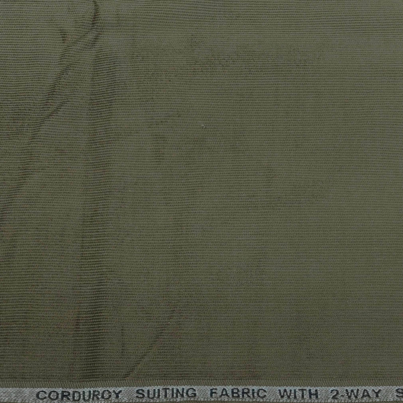 Corduroy Donear Pure Cotton stretchable Trouser Fabric Colour Dark Green