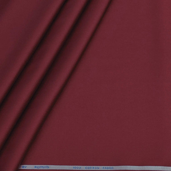 Shirt Fabric Raymond 70s Giza Cotton Plain Colour Maroon