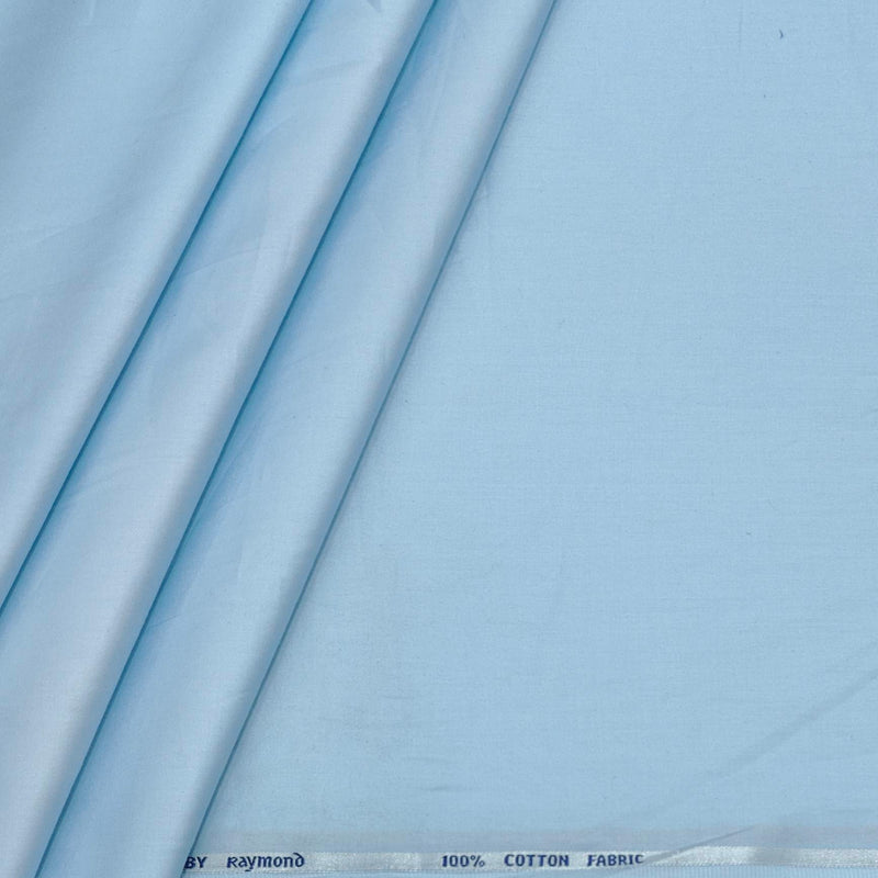 Shirt Fabric Raymond 70s Giza Cotton Plain Colour Light Blue