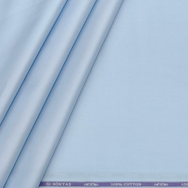 Shirt Fabric Soktas 80s Giza Cotton Plain Colour Baby Blue