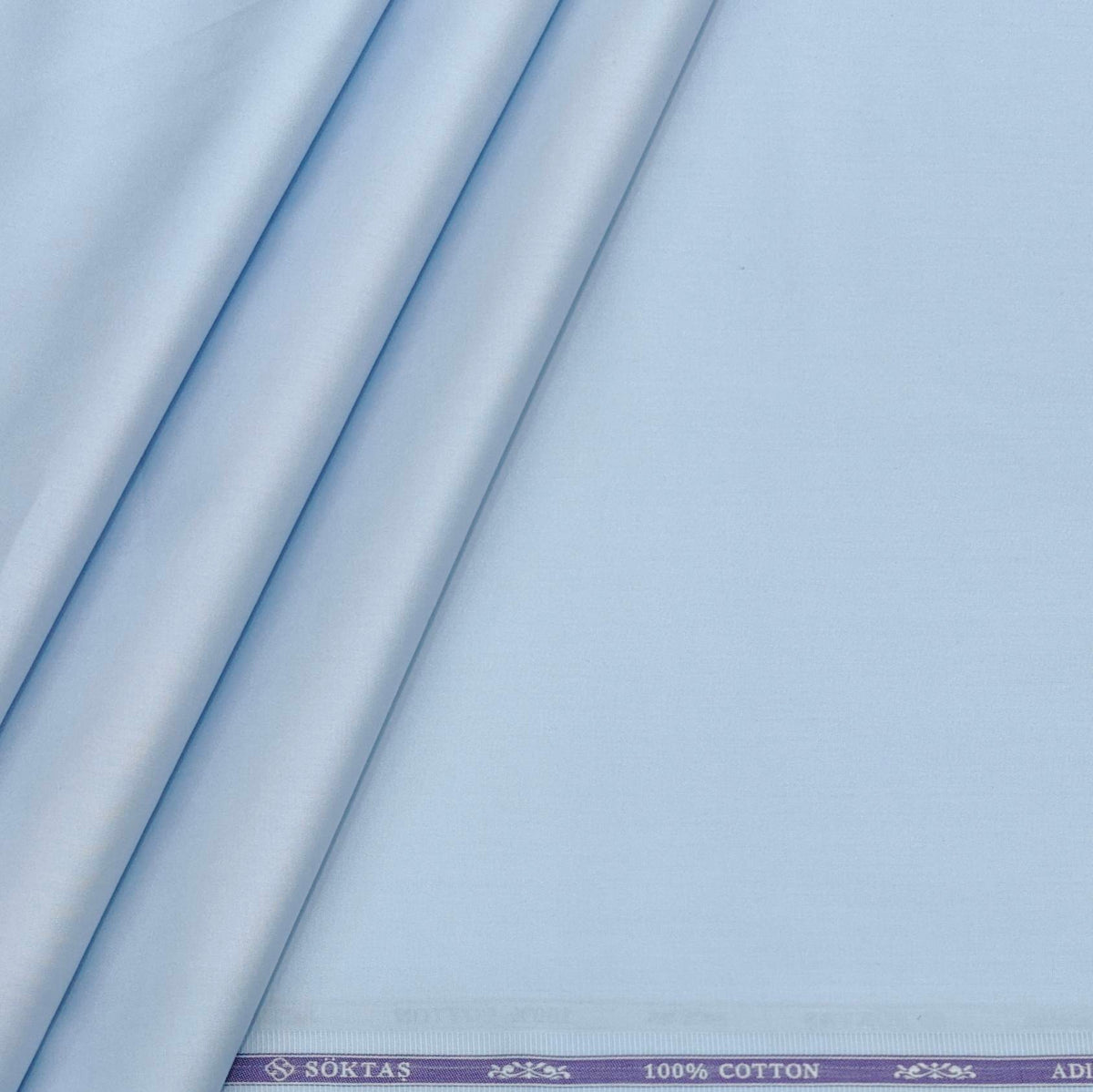 Shirt Fabric Soktas 80s Giza Cotton Plain Colour Baby Blue