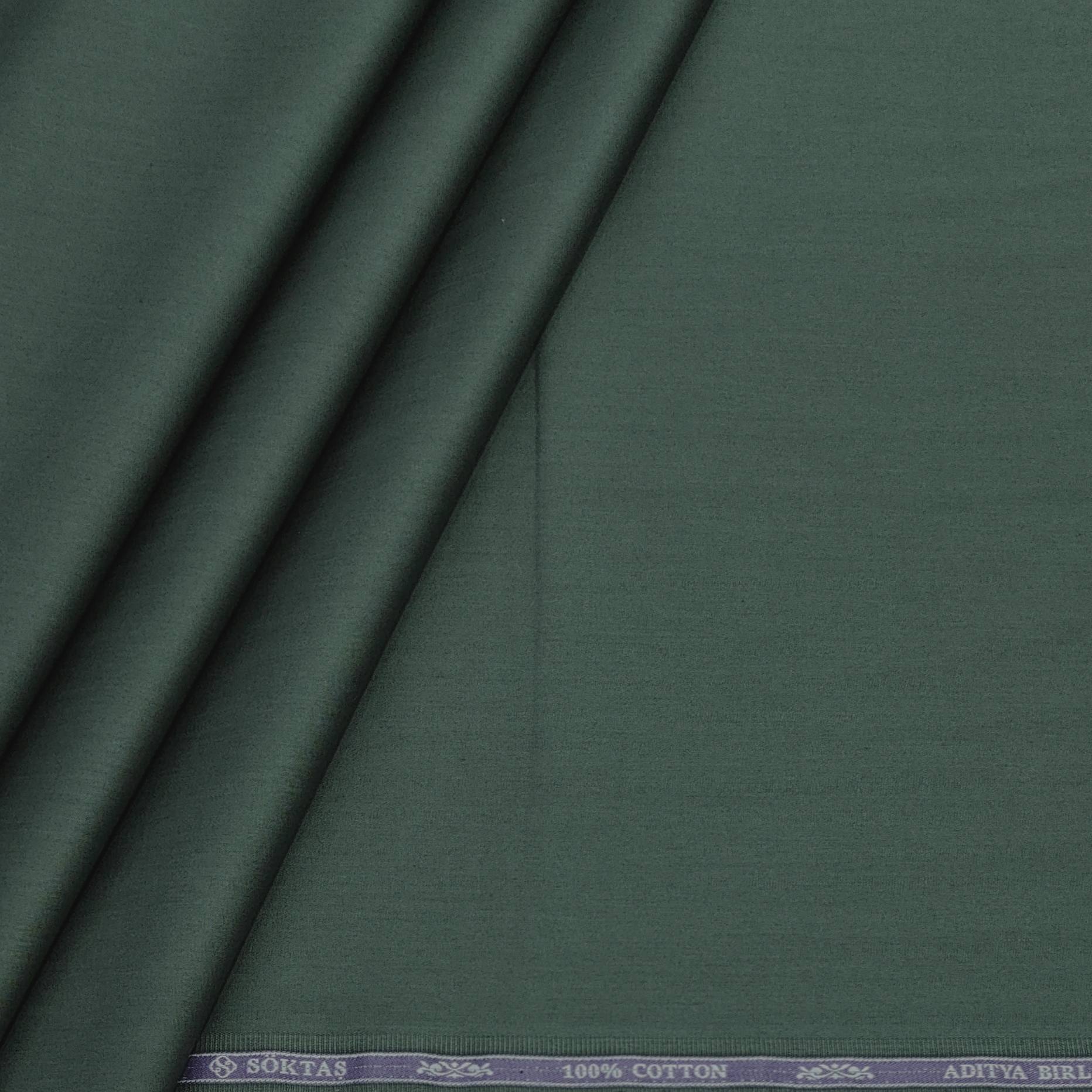 Shirt Fabric Soktas 80s Giza Cotton Plain Colour Feldgrau Green - ManTire