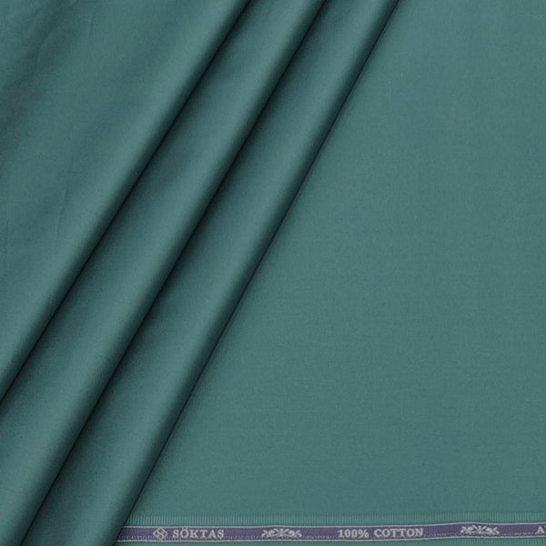 Shirt Fabric Soktas 80s Giza Cotton Plain Colour Glaucous Green