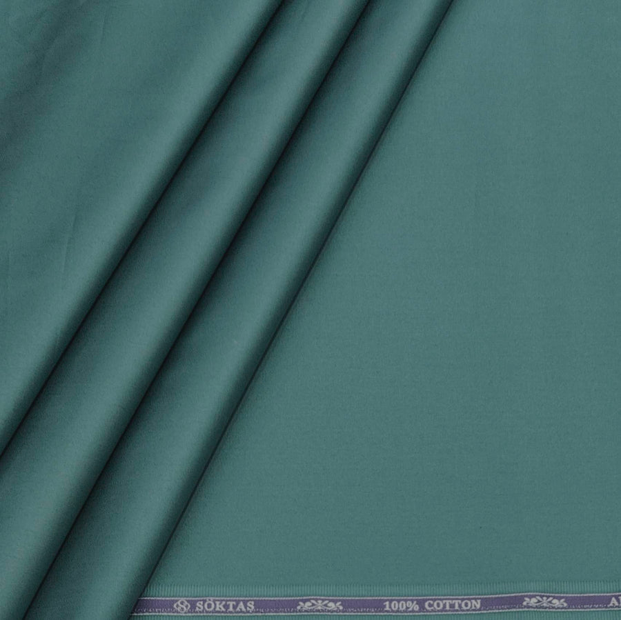 Shirt Fabric Soktas 80s Giza Cotton Plain Colour Glaucous Green