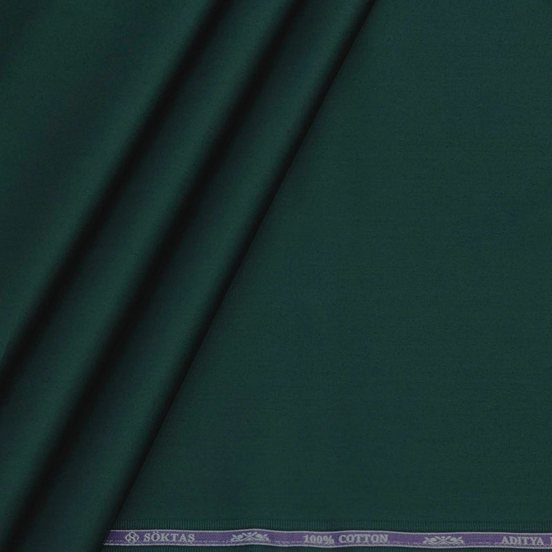 Shirt Fabric Soktas 80s Giza Cotton Plain Colour Bottle Green