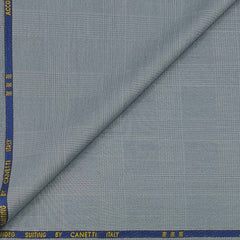 Trouser Fabric Canetti Italy Luxury 100s Wool Blended Mild Check Colour Silver Grey