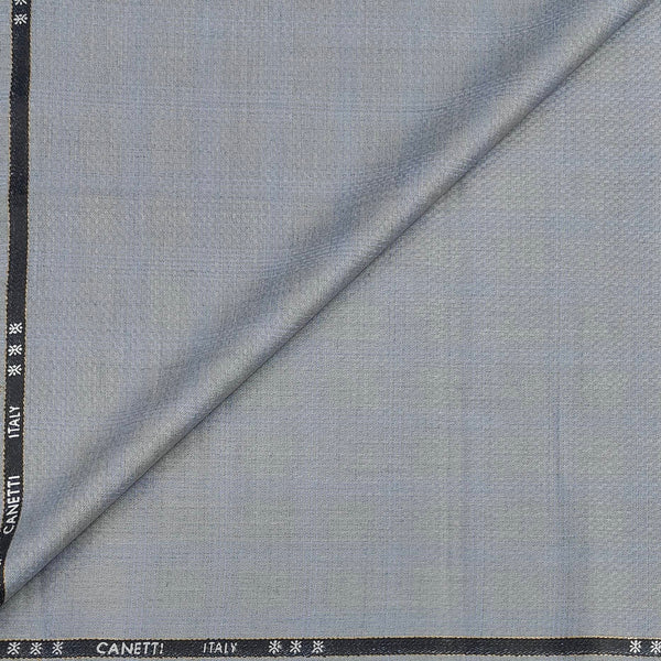 Trouser Fabric Canetti Italy Luxury 100s Wool Blended Mild Check Colour Grey N Blue