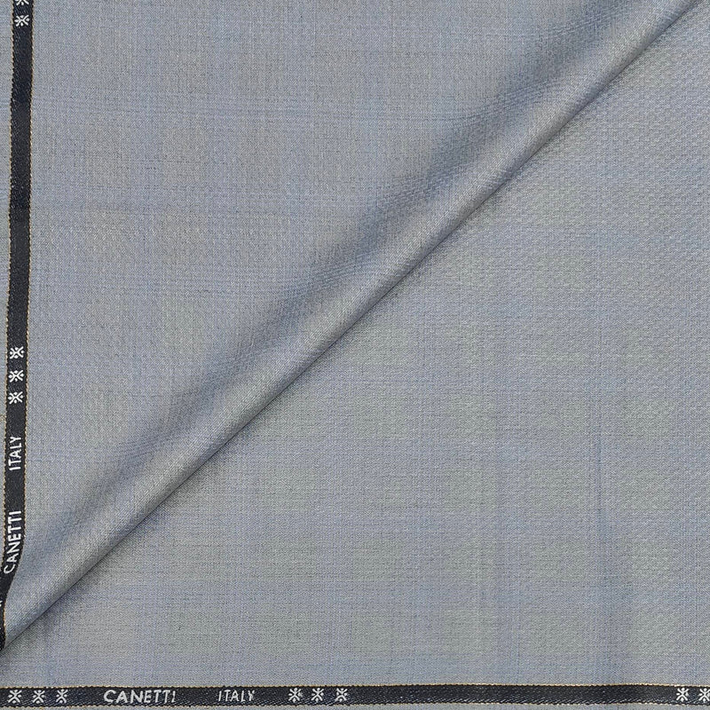 Trouser Fabric Canetti Italy Luxury 100s Wool Blended Mild Check Colour Grey N Blue