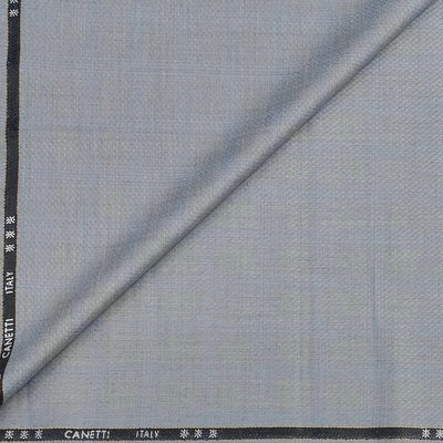 Trouser Fabric Canetti Italy Luxury 100s Wool Blended Mild Check Colour Grey N Blue