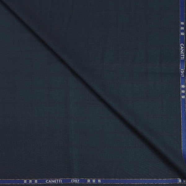 Trouser Fabric Canetti Italy Luxury 100s Wool Blended Broad Check Colour Prussian Blue