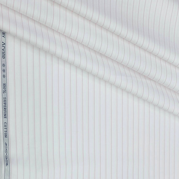 Shirt Fabric Arvind 100% Pure Cotton Lining Colour Pink N White