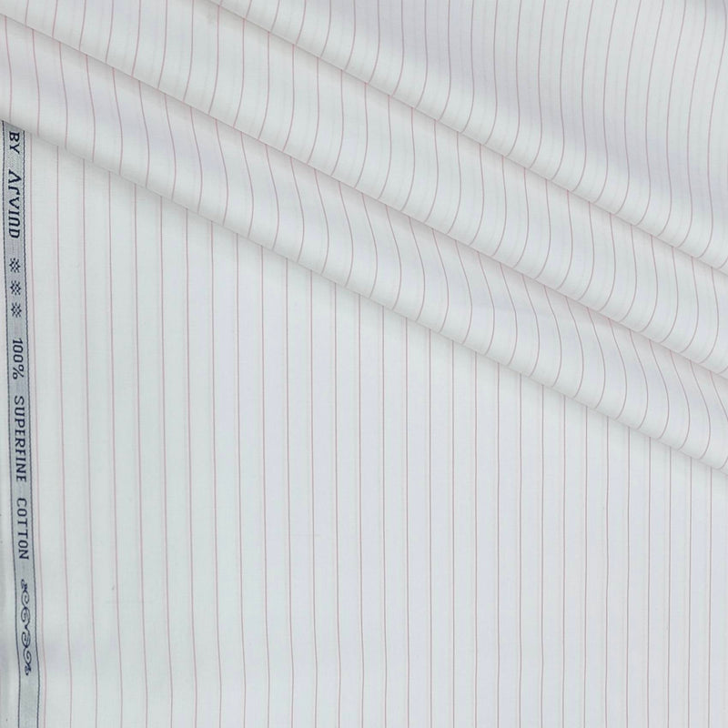 Shirt Fabric Arvind 100% Pure Cotton Lining Colour Pink N White