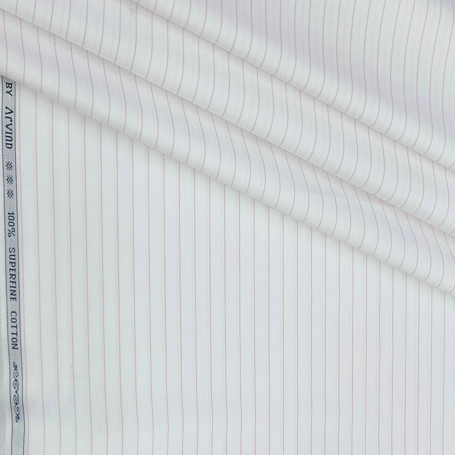 Shirt Fabric Arvind 100% Pure Cotton Lining Colour Pink N White