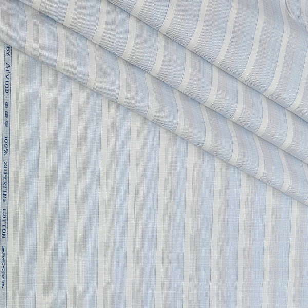 Shirt Fabric Arvind 100% Pure Cotton Patta Lining Colour Blue N White