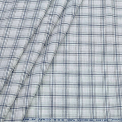 Shirt Fabric Arvind 100% Pure Cotton Broad Check Colour Grey N White