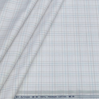 Shirt Fabric Arvind 100% Pure Cotton Broad Check Colour Brown N White