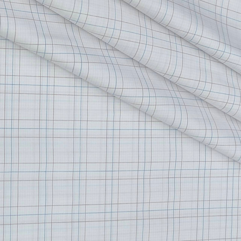 Shirt Fabric Arvind 100% Pure Cotton Broad Check Colour Brown N White