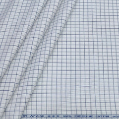 Shirt Fabric Arvind 100% Pure Cotton Check Colour Dark Blue N White