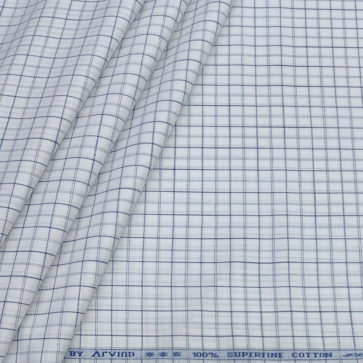 Shirt Fabric Arvind 100% Pure Cotton Check Colour Dark Blue N White