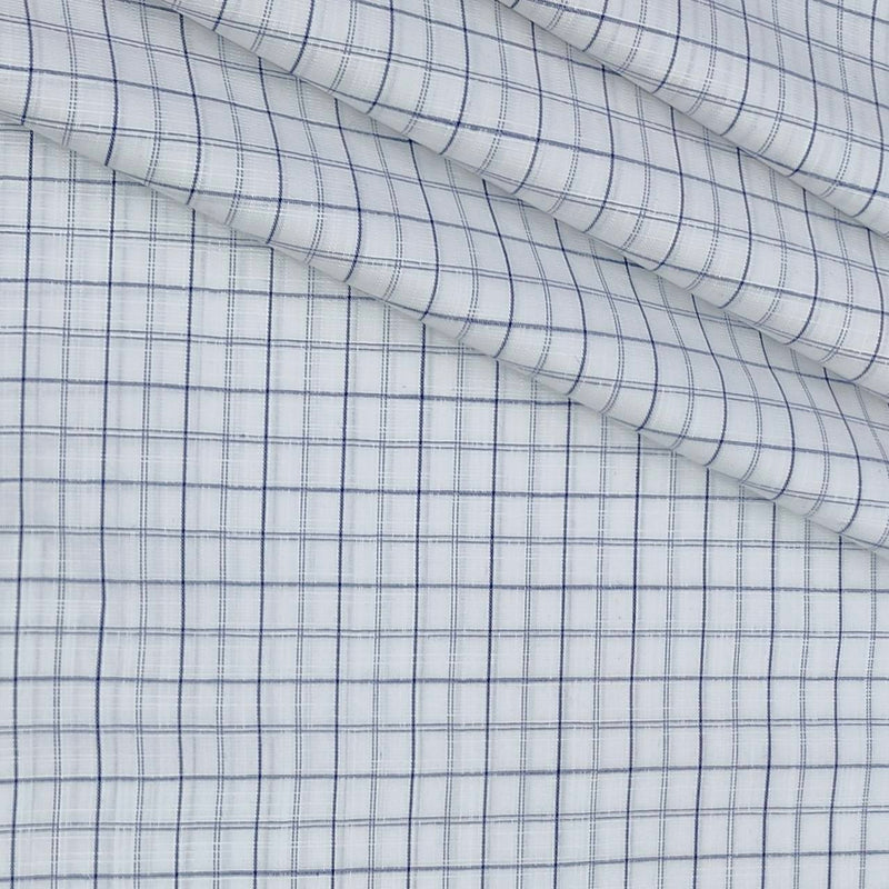 Shirt Fabric Arvind 100% Pure Cotton Check Colour Dark Blue N White