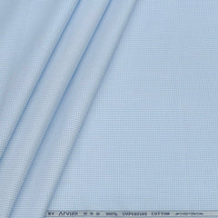 Shirt Fabric Arvind 100% Pure Cotton Pin Check Colour Blue