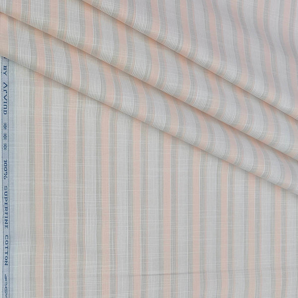 Shirt Fabric Arvind 100% Pure Cotton Lining Colour Light Pink,Peach