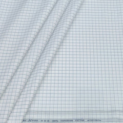 Shirt Fabric Arvind 100% Pure Cotton Check Colour Blue N White