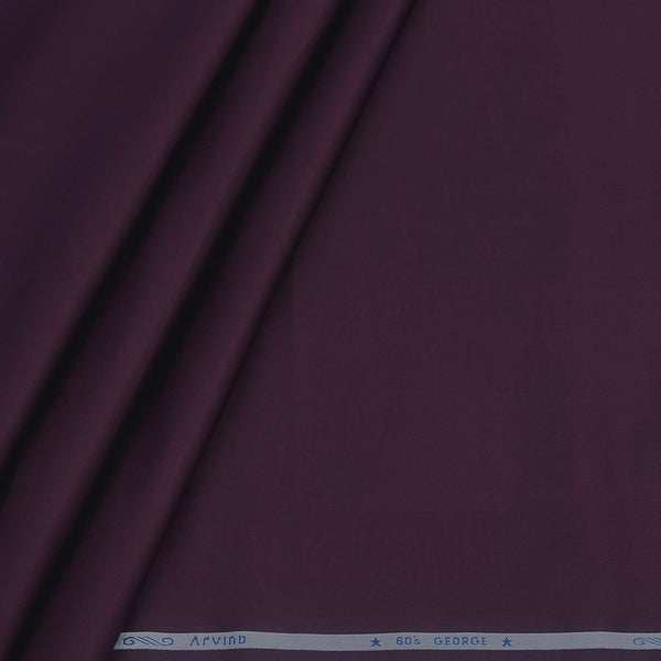 Shirt Fabric Arvind 60s Giza Cotton Plain Colour Dark Purple