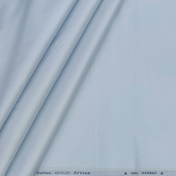 Shirt Fabric Arvind 60s Giza Cotton Plain Colour Light Blue