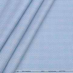 Shirt Fabric Raymond 100% Giza Cotton Pin Check Colour Blue