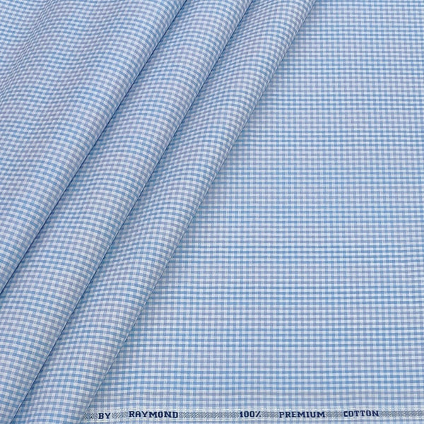 Shirt Fabric Raymond 100% Giza Cotton Pin Check Colour Blue