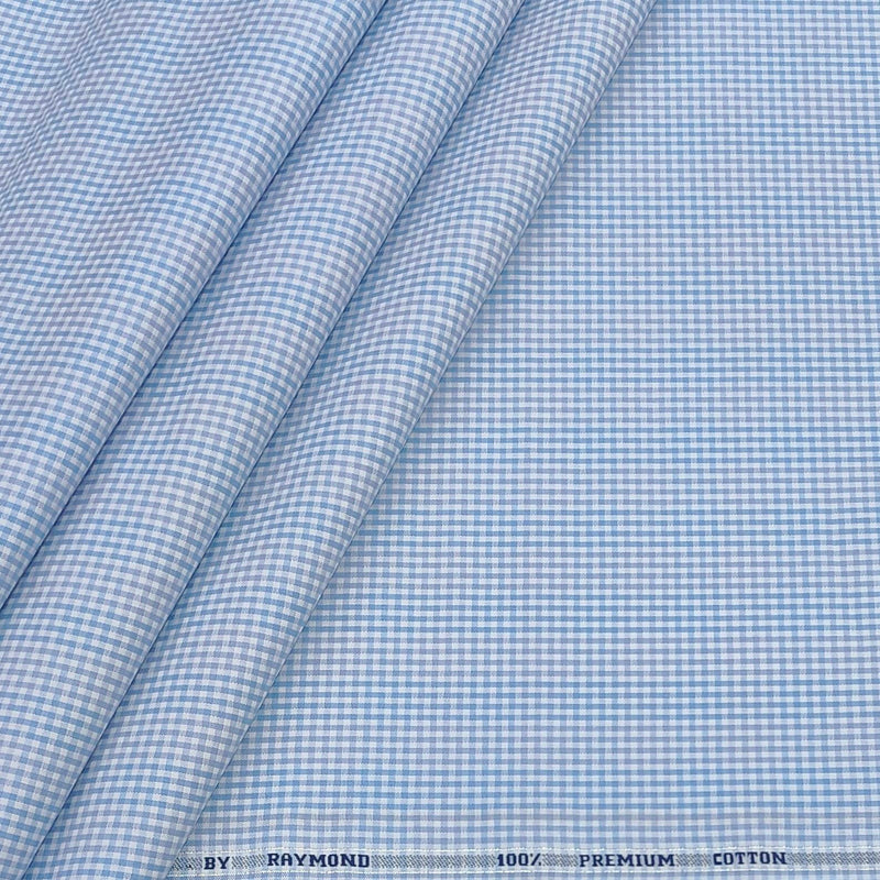 Shirt Fabric Raymond 100% Giza Cotton Pin Check Colour Blue