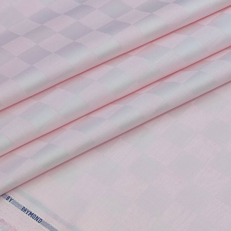 Shirt Fabric Raymond 100% Giza Cotton Check Colour Pink