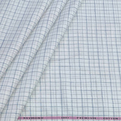 Shirt Fabric Raymond 100% Cotton Check With Slub Colour Blue n White