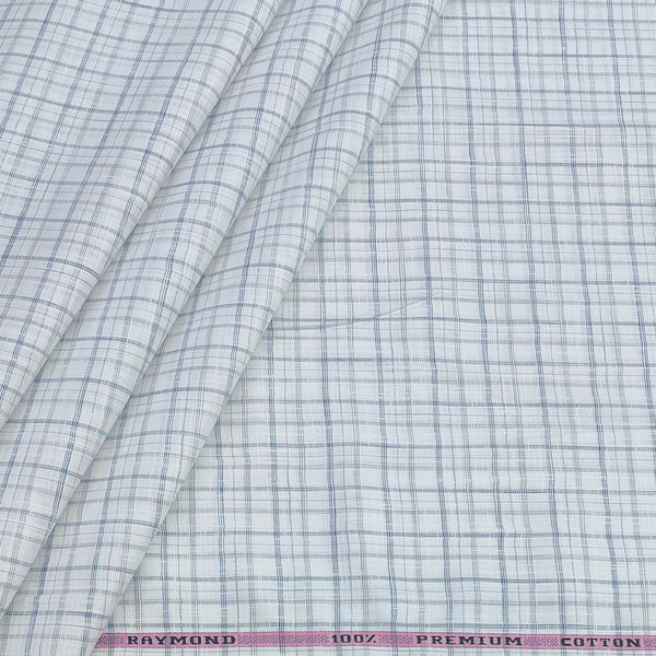 Shirt Fabric Raymond 100% Cotton Check With Slub Colour Blue n White