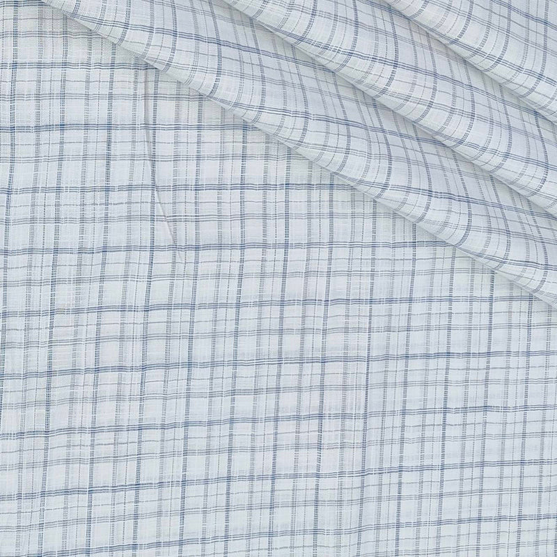 Shirt Fabric Raymond 100% Cotton Check With Slub Colour Blue n White