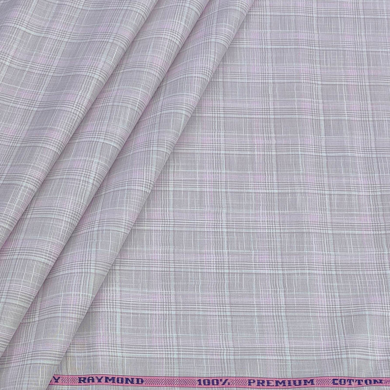 Shirt Fabric Raymond 100% Cotton Check With Slub Colour Light Pink