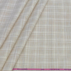 Shirt Fabric Raymond 100% Cotton Check With Slub Colour Ash Brown
