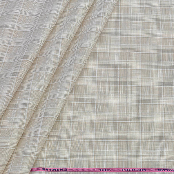 Shirt Fabric Raymond 100% Cotton Check With Slub Colour Ash Brown