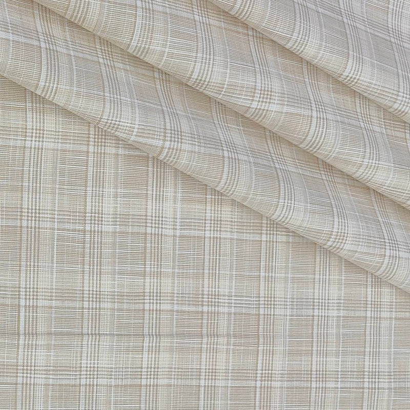 Shirt Fabric Raymond 100% Cotton Check With Slub Colour Ash Brown