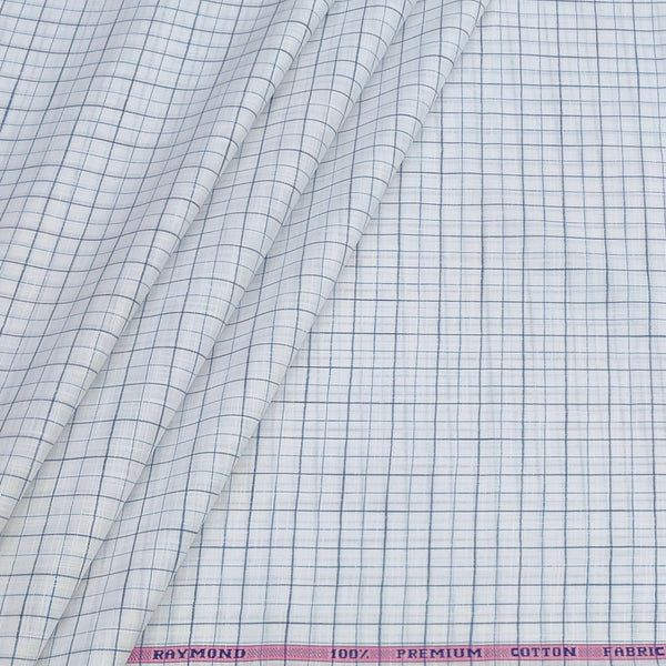 Shirt Fabric Raymond 100% Cotton Check With Slub Colour Grey N White