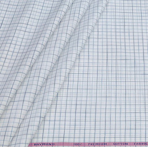 Shirt Fabric Raymond 100% Cotton Check With Slub Colour Grey N White