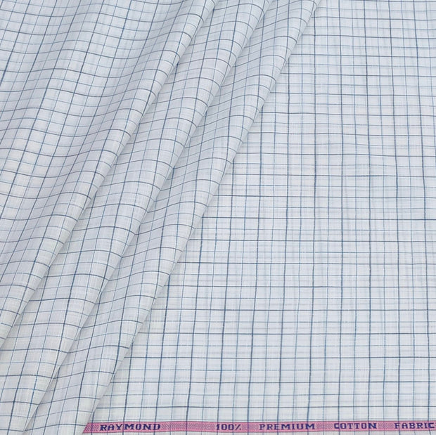 Shirt Fabric Raymond 100% Cotton Check With Slub Colour Grey N White